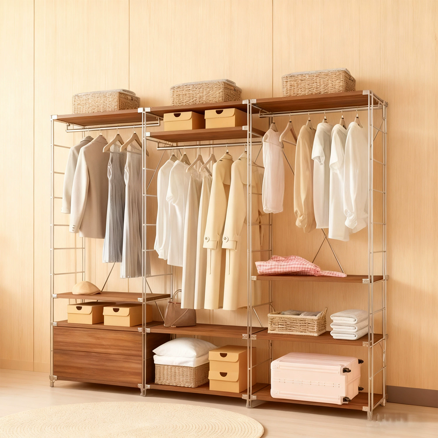Wardrobe Garment Rack Shelf Rack Freestanding Hanger from Yomiego