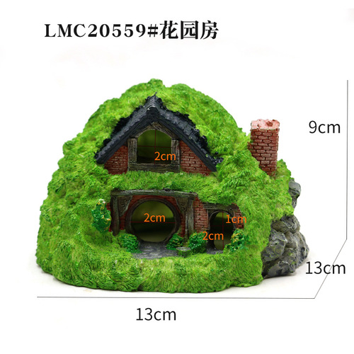 Cross-border fish tank decoration, aquarium shelter, Hobbit creative garden house, fish and shrimp hole shelter