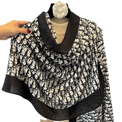  new style letter fashion silk scarf women's multi-functional scarf sun protection shawl for autumn and winter cotton and linen scarf