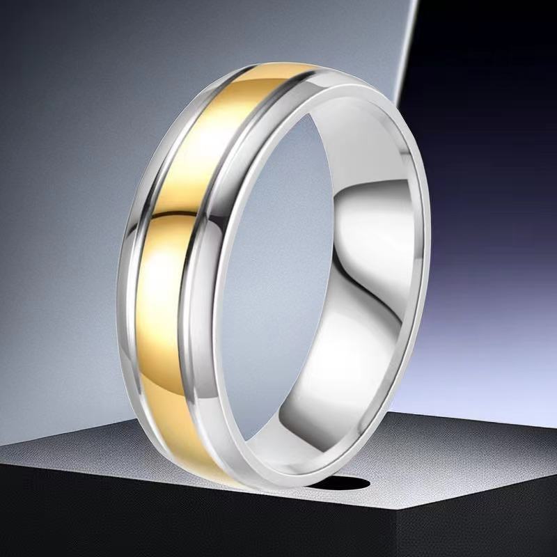 Mixed Metal, Plating Design Wholesale Jewelry Simple Style Geometric Titanium Steel Zircon Mixed Metal Plating Rings