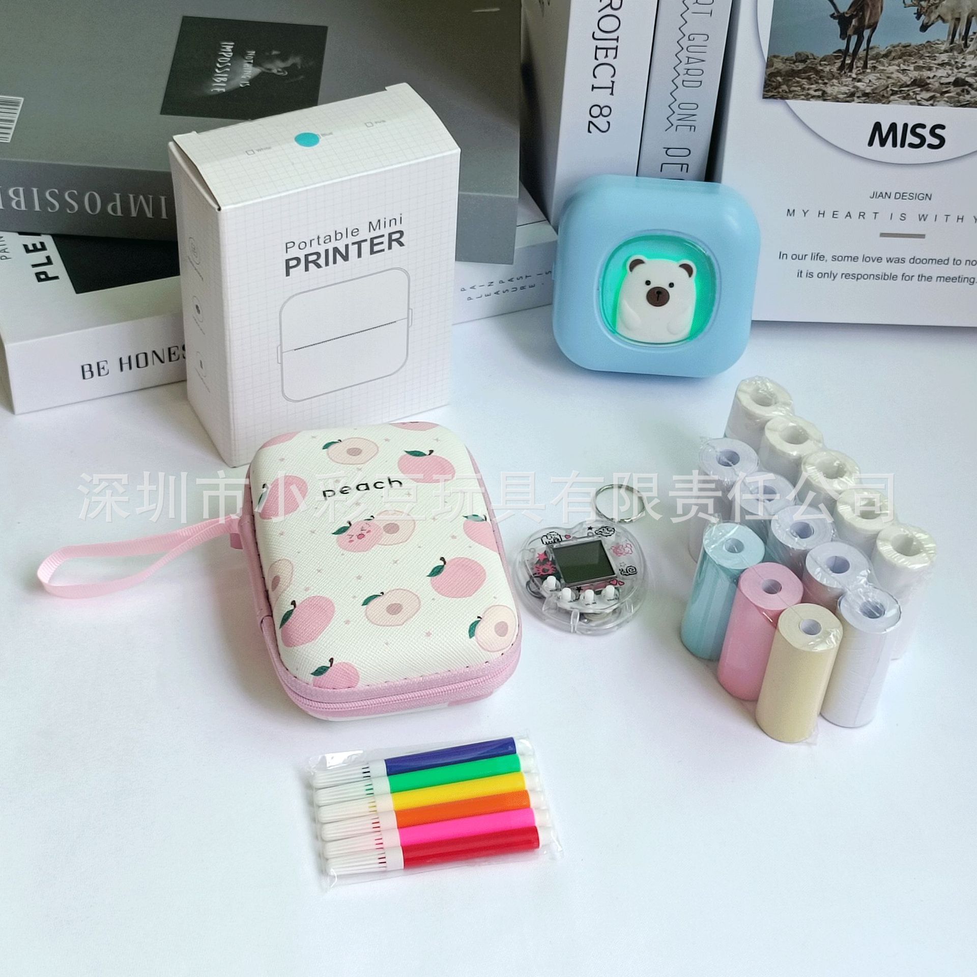 X7 블루 + 감열지 5개 + 접착지 5개 + 색종이 3개 + 색펜 + 가방 + 전자 애완동물