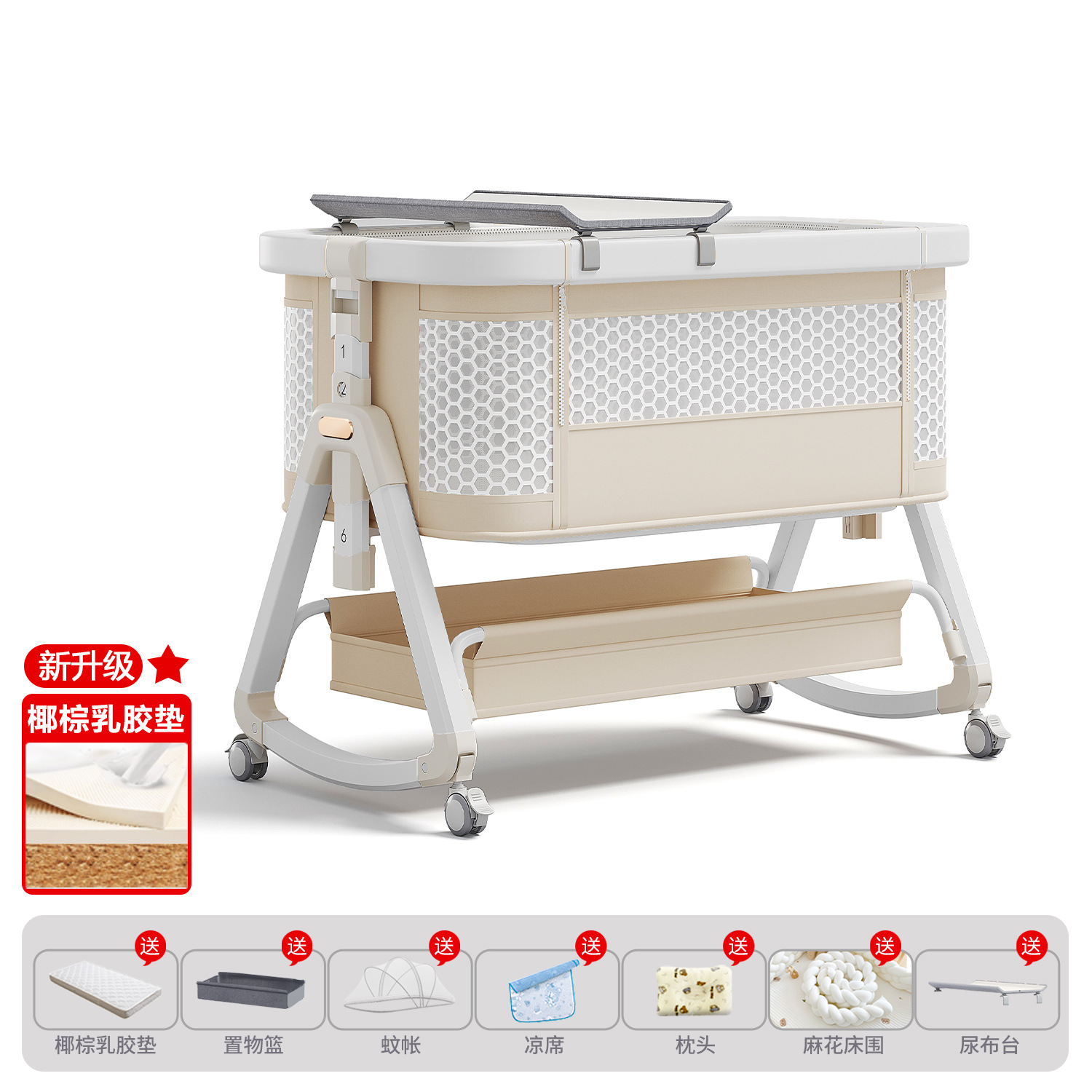 Cama de bebé móvil portátil cuna cama plegable multifuncional BB cama para recién nacidos empalme cama grande