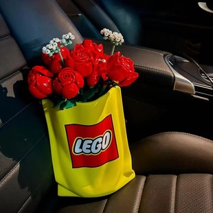 Internet Celebrity Lego Rose Building Blocks Flower Special Ceramic Vase Modern Light Luxury Cream Style Restaurant Desktop Ornaments