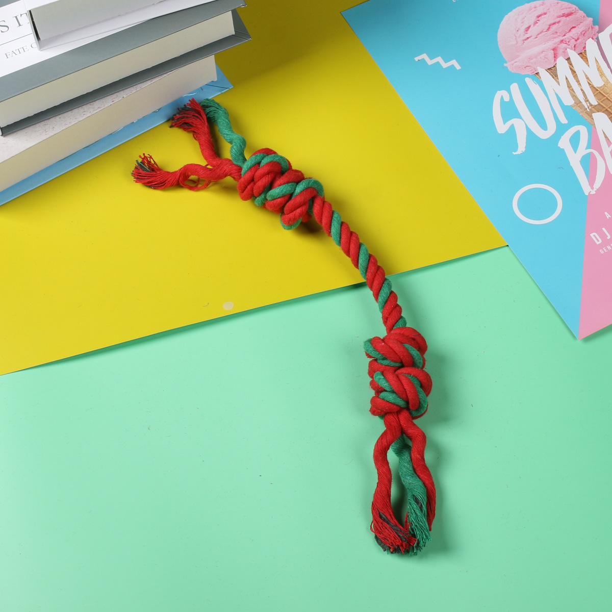 Amazon venta caliente juguetes para mascotas de Navidad juego de regalos perros de molienda dientes de limpieza de dientes cordón nudo fábrica de juguetes para perros en stock