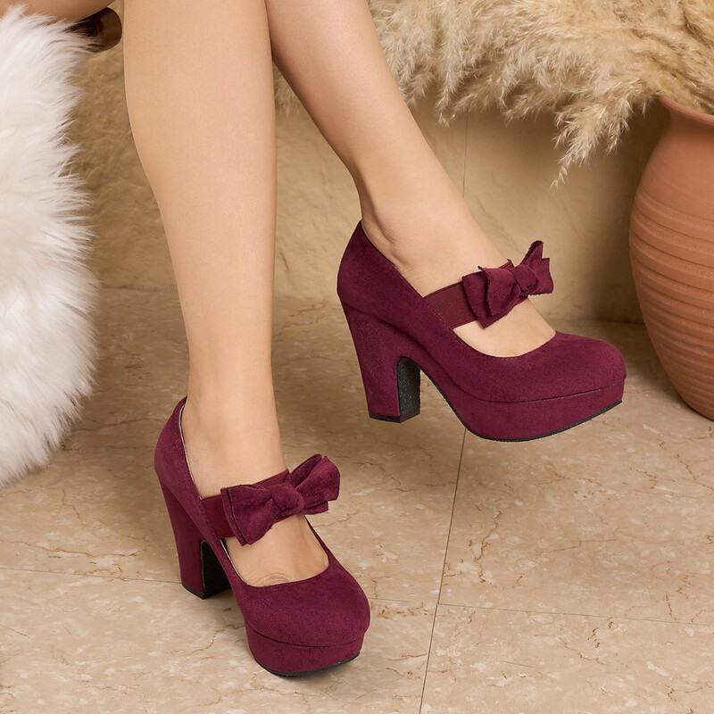 Retro Elegant Women's Shallow Mouth Shoes 2025 Spring and Autumn New French Suede Wine Red Coarse Heel Mary Jane High Heels