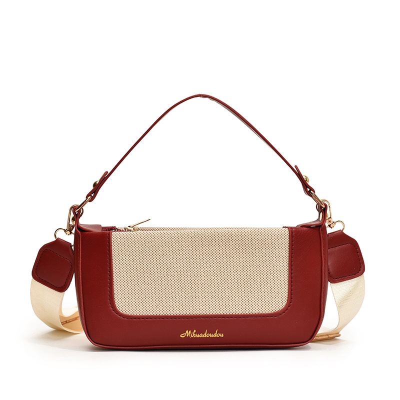 Estilo coreano empalme color contraste pequeño bolso cuadrado femenino popular de este año retro pequeño bolso de compras literario simple bolso de mensajero de un solo hombro marea