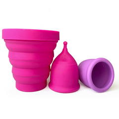 Menstrual Cup Cleaning Collapsible Cup Food-Grade Water-Boilable Silicone Menstrual Cup Cleaning Cup Moon Cup Set Sterilization Cup