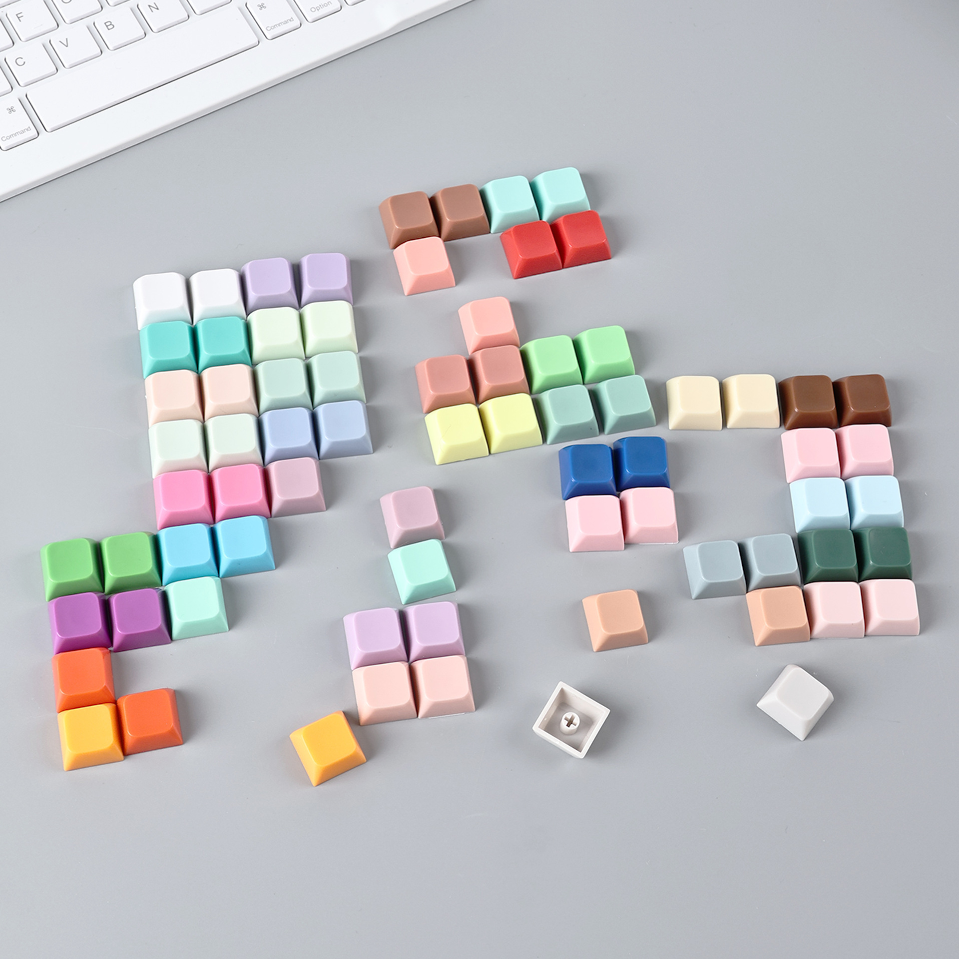 Abs Glossy Square Solid Color DIY Color Keycap Keychain Accessory Soft Light Warm Color Mechanical Key Adapter Cap