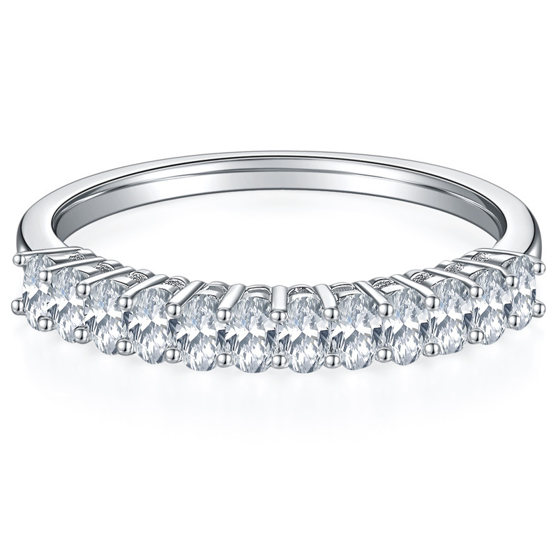 Nuevo estilo transfronterizo venta caliente estilo europeo y americano S925 plata de ley con incrustaciones de platino Moissanstone anillo clásico simple para mujer