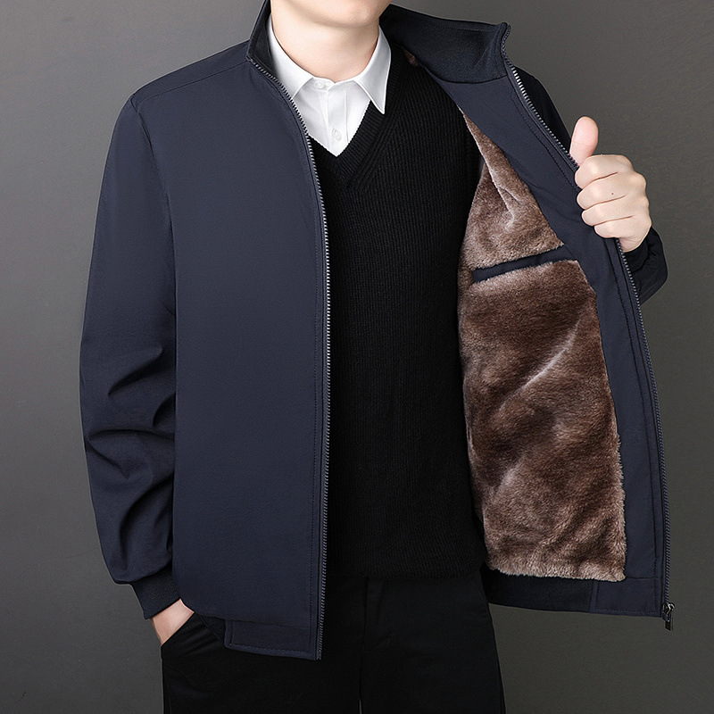 남성용 재킷 겨울 새 기모 중년 및 노인을위한 두꺼운 따뜻한 코튼 패딩 자켓 플러스 사이즈 남성용 느슨한 캐주얼 칼라 자켓