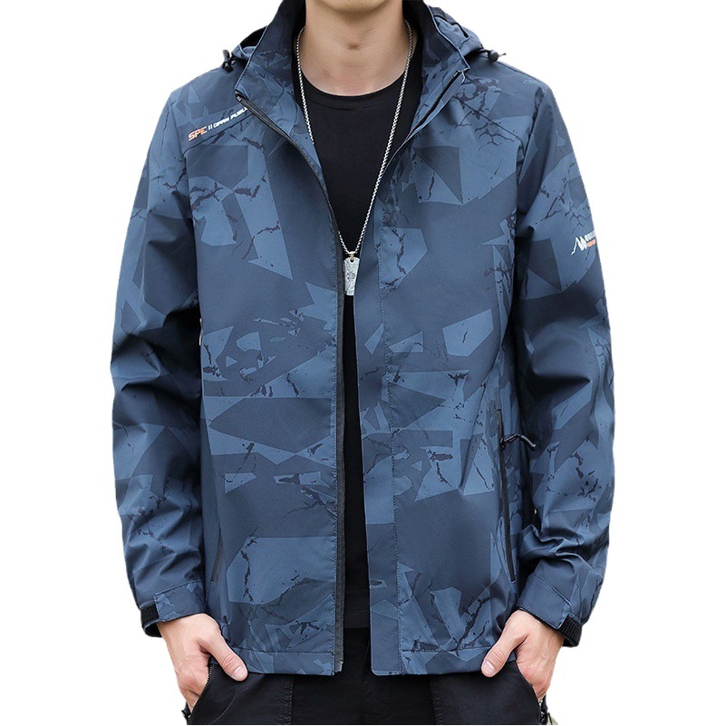 Chaqueta de hombre Primavera y otoño Chaqueta a prueba de agua y viento Chaqueta de camuflaje de tendencia de ocio y deportes al aire libre para hombre