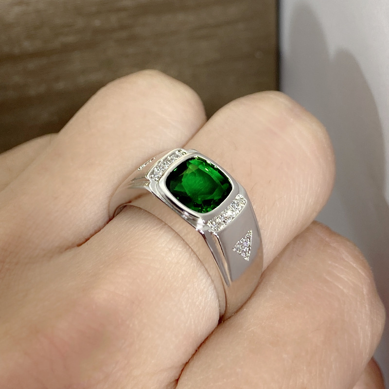 Bague pour homme avec pierre précieuse bague zircon bleue tendance_voghion.com