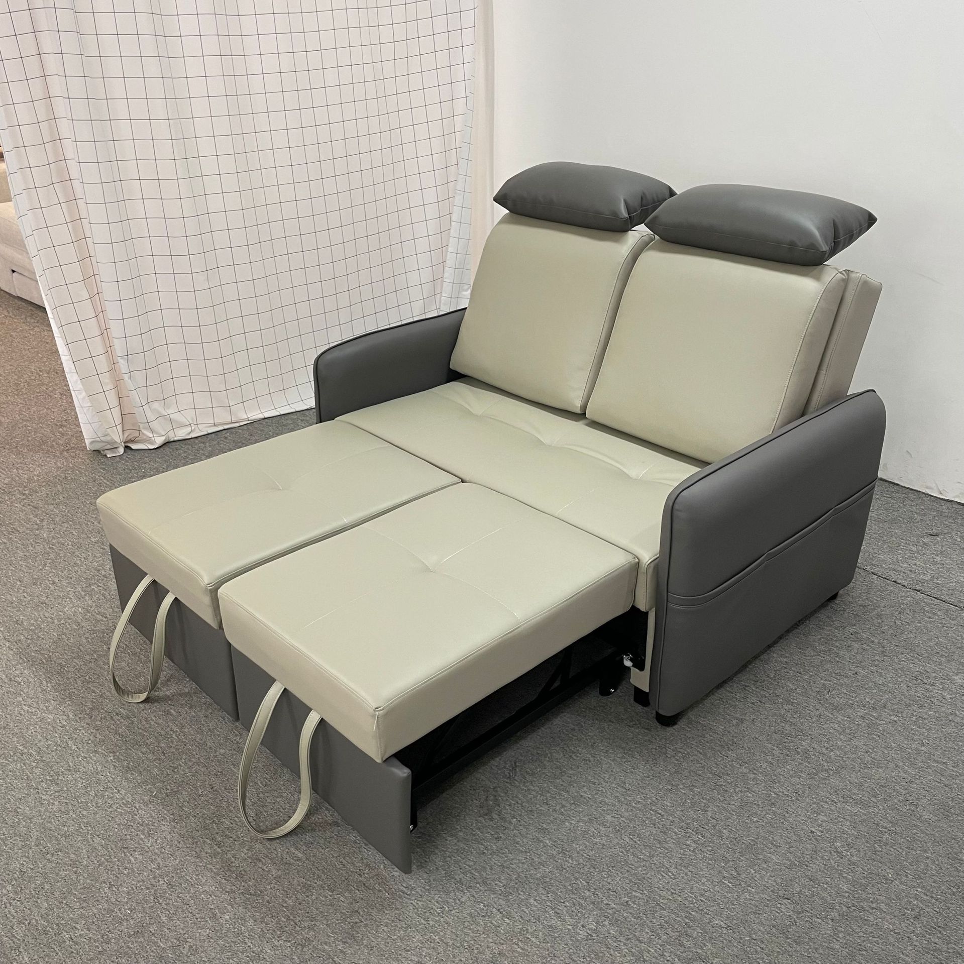 Sofá cama plegable de pequeño apartamento de alquiler sala de estar multifunción sofá de cuero de doble uso