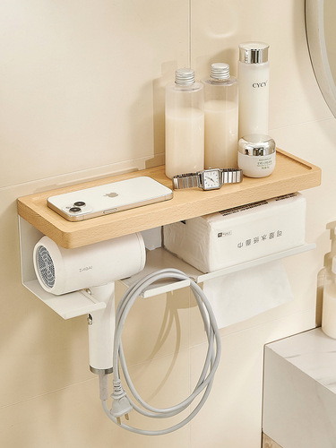 Log hair dryer storage rack without punching bathroom hair dryer bracket beech hair dryer storage rack
