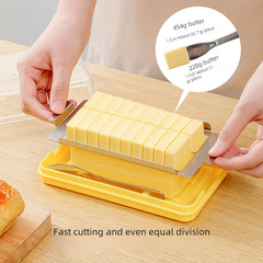 黃油切割收納盒 304不鏽鋼透明帶蓋黃油切片內置黃油叉分裝保鮮盒