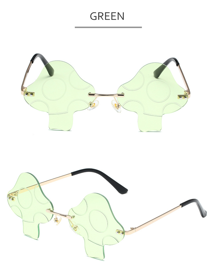 45g Weight Frameless Glasses Structure Sunglasses Classification PC, UV400 Protection, Tinted Lenses Lens Material Special-Shaped Mirror Glasses Style Casual, Outdoor, Beach Occasion Mushroom Pattern All Seasons Season Unisex Gender Novelty, Modern Style Style Novelty Modern Style Mushroom PC UV400 Protection Tinted Lenses Special-Shaped Mirror Frameless Women's Sunglasses 13