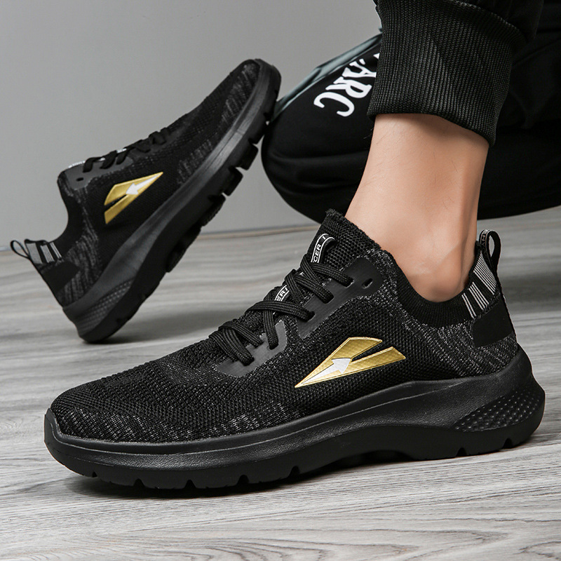 Men's walking shoes 2024 autumn new flying woven breathable pillar bottom fashion shoes Korean fashion casual sneaker men
