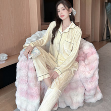 2024秋冬季24802# 金丝绒双长 M-2XL秋冬新款睡衣女休闲家居服