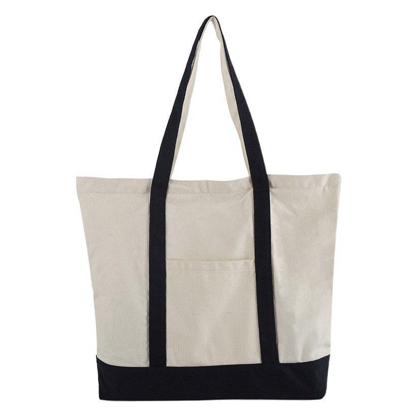 Bolsa de lona transfronteriza simple bolsa de lona de algodón y lino en Blanco Bolsa de protección del medio ambiente publicidad bolsa de compras portátil de algodón logotipo impreso
