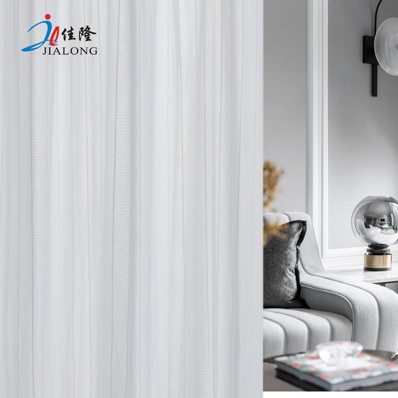 Japanese Korean Pleated Heat Insulated Window Screen UV Protection Bay Window Japanese Mirror Yarn Curtain Shaped White Gauze Striped Sun Protection