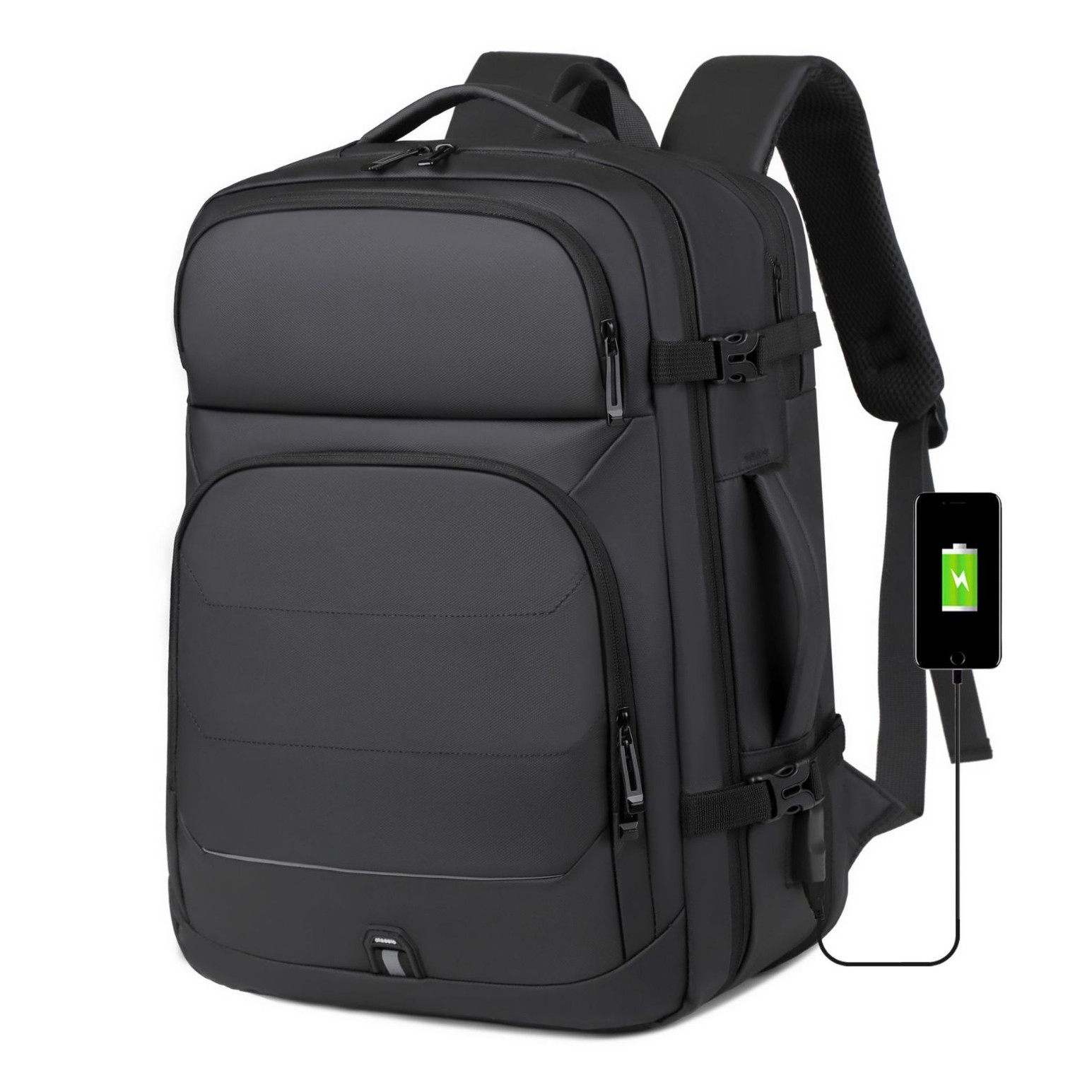 Backpack, Men's Business Backpack, High-End Waterproof Computer Backpack, Large Capacity, Expandable Business Trip Travel Bag