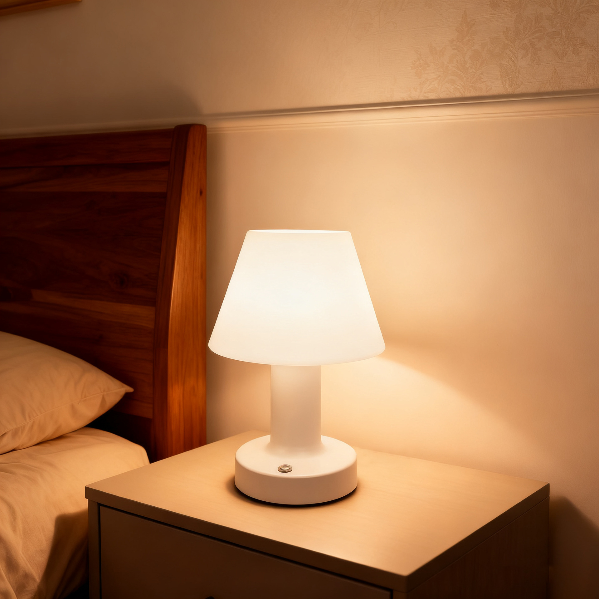 Lámpara de escritorio redonda de hongo dormitorio lámpara de noche de metal rotomoldado fábrica de lámpara de escritorio LED dedicada a la decoración redonda transfronteriza USB