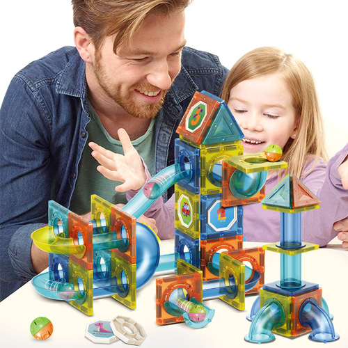Cross-border color window track magnetic piece building blocks ball track versatile DIY children's splicing building blocks building toys
