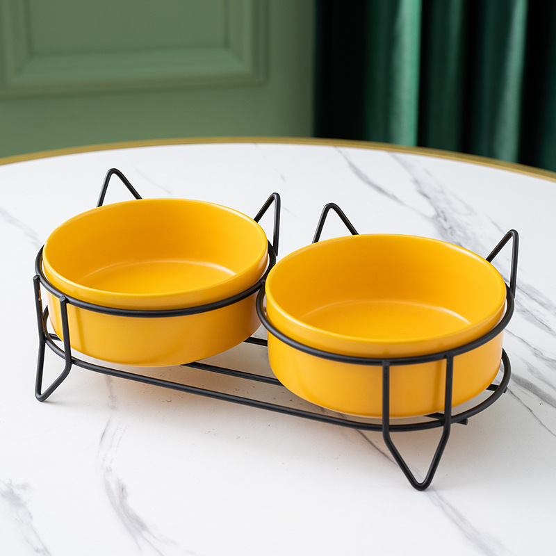 Cuenco de cerámica para mascotas cuenco de gato cuenco de perro cuenco de comida para gatos tazón de beber doble tazón antidetonante de gran diámetro fabricante de protección del cuello