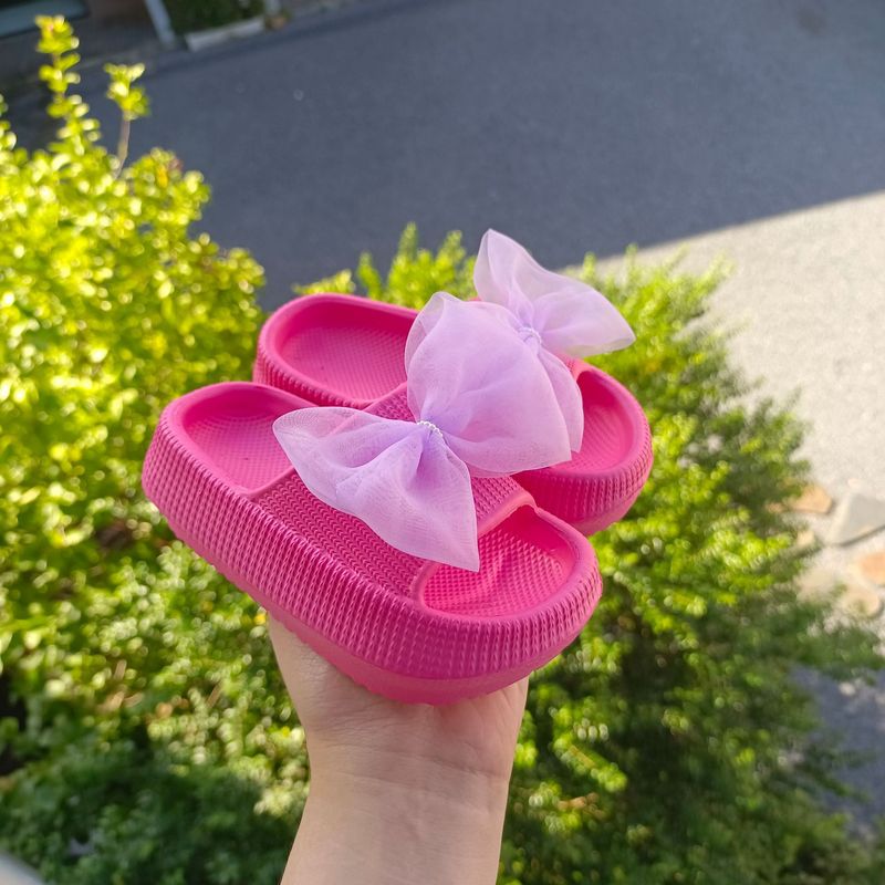 夏季儿童蝴蝶结拖鞋男女童室内防滑软底EVA萌拖可爱中小童亲子鞋|undefined