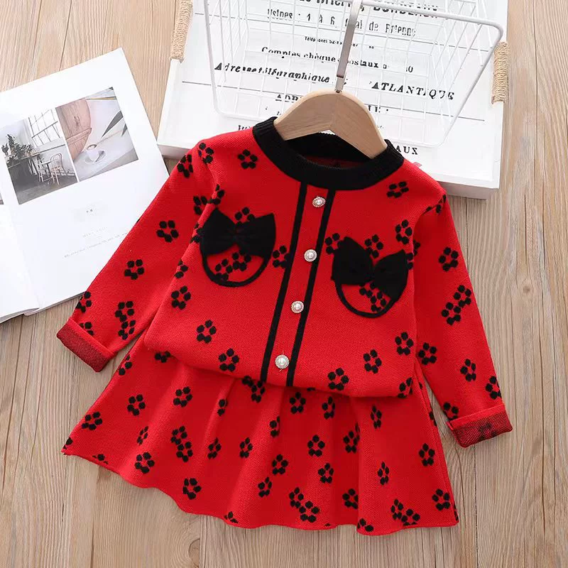 Cute cardigan girl's with bow, knitted sweater, dress, 2022, western style