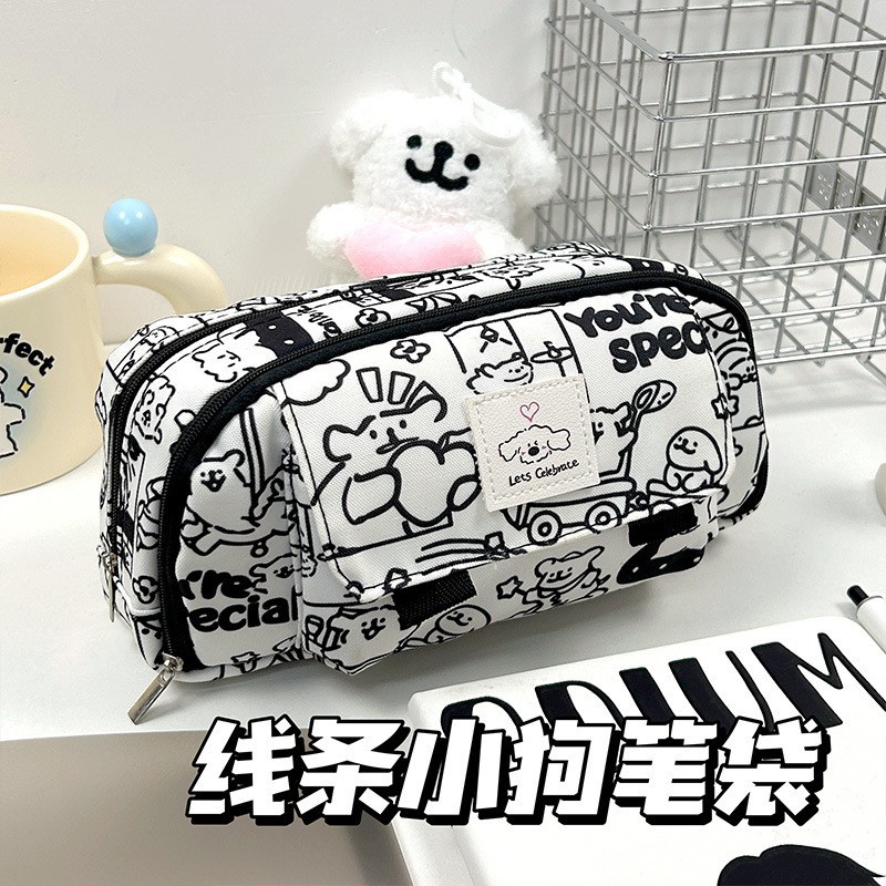 El nuevo estuche para lápices con tapa abatible Kapibala ins bolsa de papelería para estudiantes de alto valor almacenamiento de caja de papelería de gran capacidad multicapa