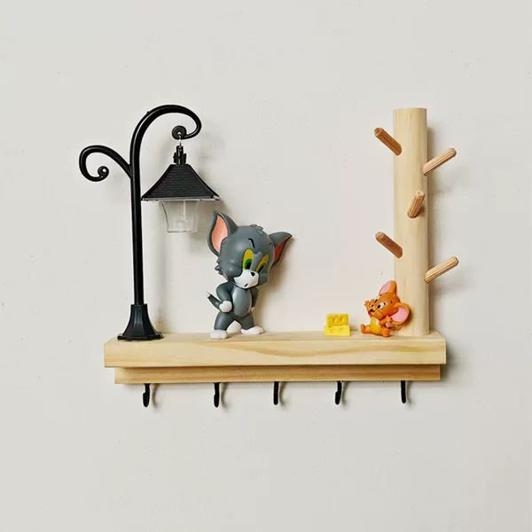 Tom and Jerry Punch-Free Hanging Rack Key Hook Entry Door Key Storage Wall-Mounted Key Entrance Decoration