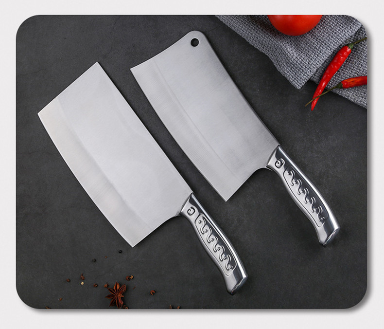 Küchenmesserset aus rostfreiem Stahl mit verdickter Schneideklinge, Fleischmesser, Knochenhackmesser, Messerset mit gemustertem Griff, Haushaltskütchenmesser, Fleischmesser