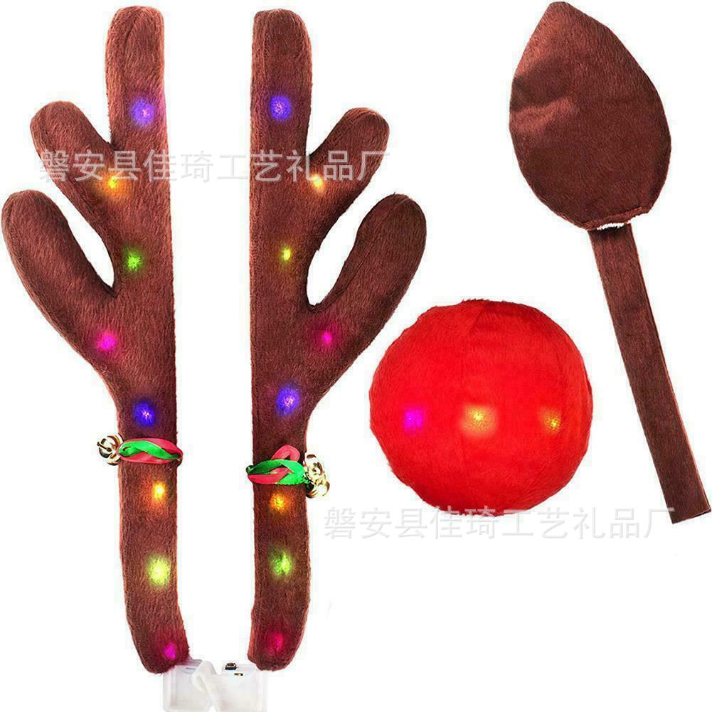 Cruzar la frontera de color marrón oscuro coche astas corta felpa coche decoraciones de Navidad Venta caliente escena accesorios de decoración