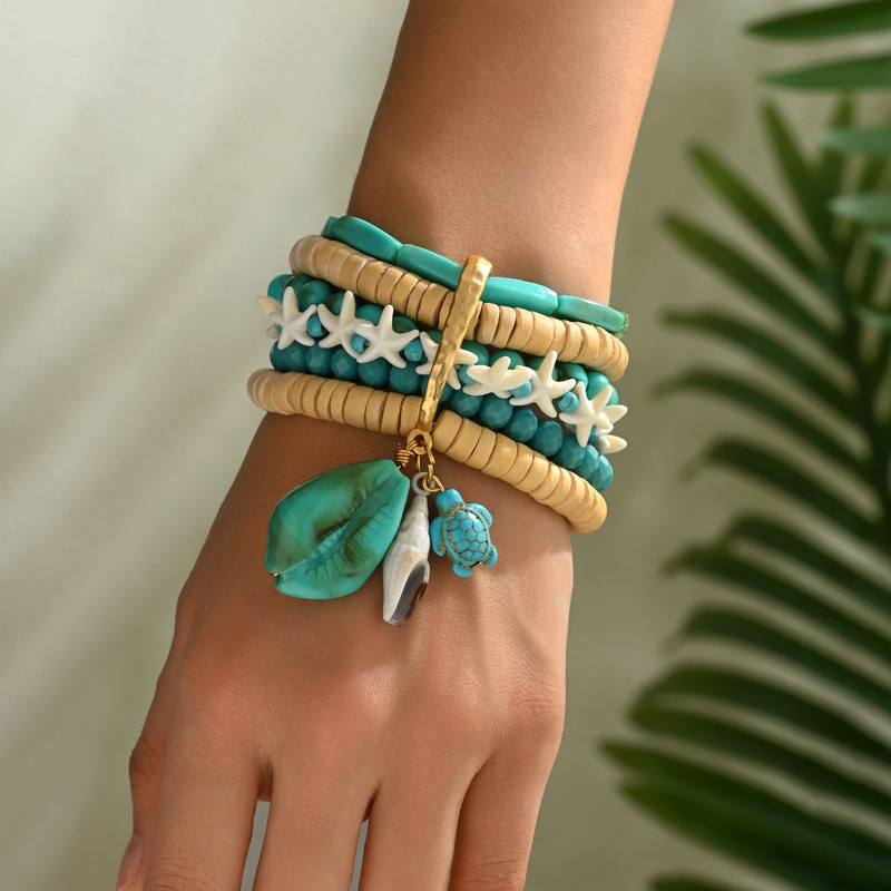 Super Manufacturer Pink Glass Soft Pottery Love Stacking Bracelet Gold Love Pendant Sweet Fashion Hand Jewelry