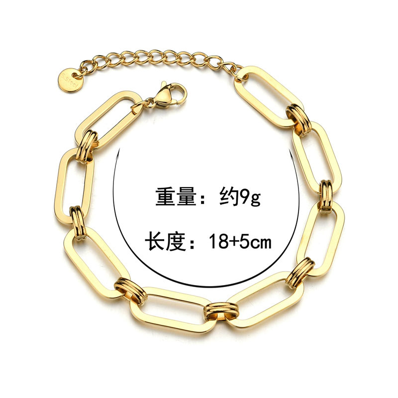 European and American Simple Thick Chain Necklace Titanium Steel Hip Hop Collar Bracelet Oval DoubleLayer Ring Buckle Cross Chain Clavicle Chainpicture11