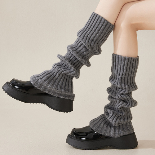 Spring and Autumn Solid Color Socks for Girls, Y2K Minimalist Style, Warm Elastic Sock Mouth College Style JK Fashionable and Versatile Calf Socks