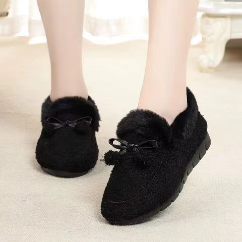 Winter Old Beijing Cloth Shoes, Cotton Shoes, Plush Shoes, Thickened, Warm, Non slip, Middle and Old Age Mom's Shoes, Women's Doudou Shoes