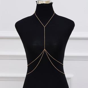 Amazon Fashion Metal Electroplating Pure Body Chain One-Piece Chain Body Chain Cross-Border European and American Accessories Women's Double Layer