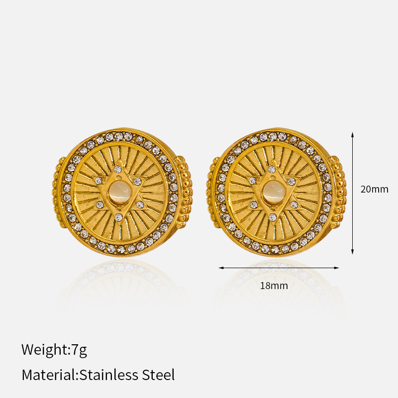10g Weight 304 Stainless Steel Ear Needle Material Ear Studs Classification 1 Pair Quantity Casual, Holiday, Daily Occasion 304 Stainless Steel Material Cross, Round, Heart Shape Pattern All Seasons Season Women's Gender Polished Finish Elegant, Retro Style 1 Pair Elegant Retro Cross Round Heart Shape 304 Stainless Steel Ear Studs 6