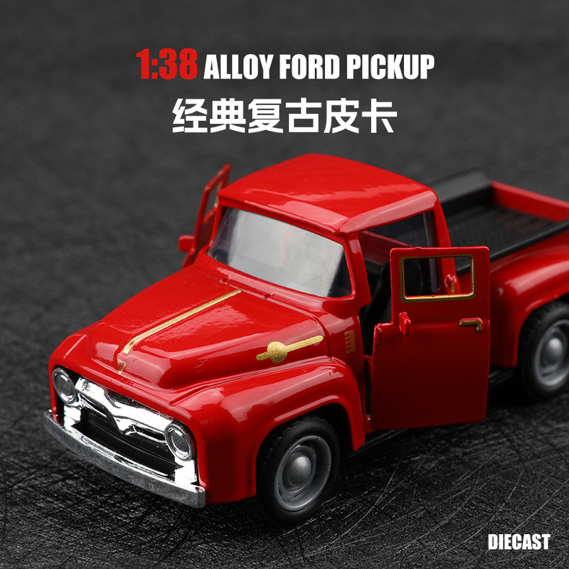 Bagged retro Xiaohong to deliver the same classic car alloy pickup toy car model Miyagi truck