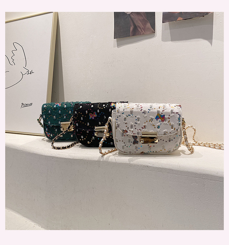 Summer 2022 New Style Contrast Color Sequined Messenger Small Square Bag display picture 3