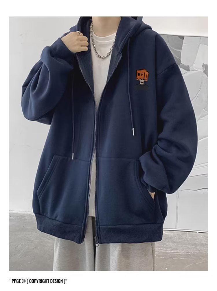 1 Cardigan Felpa Inverno 2023 Nuova Giacca Primaverile Uomo Felpa con Cappuccio in Pile Cappotto Autunnale_voghion.com