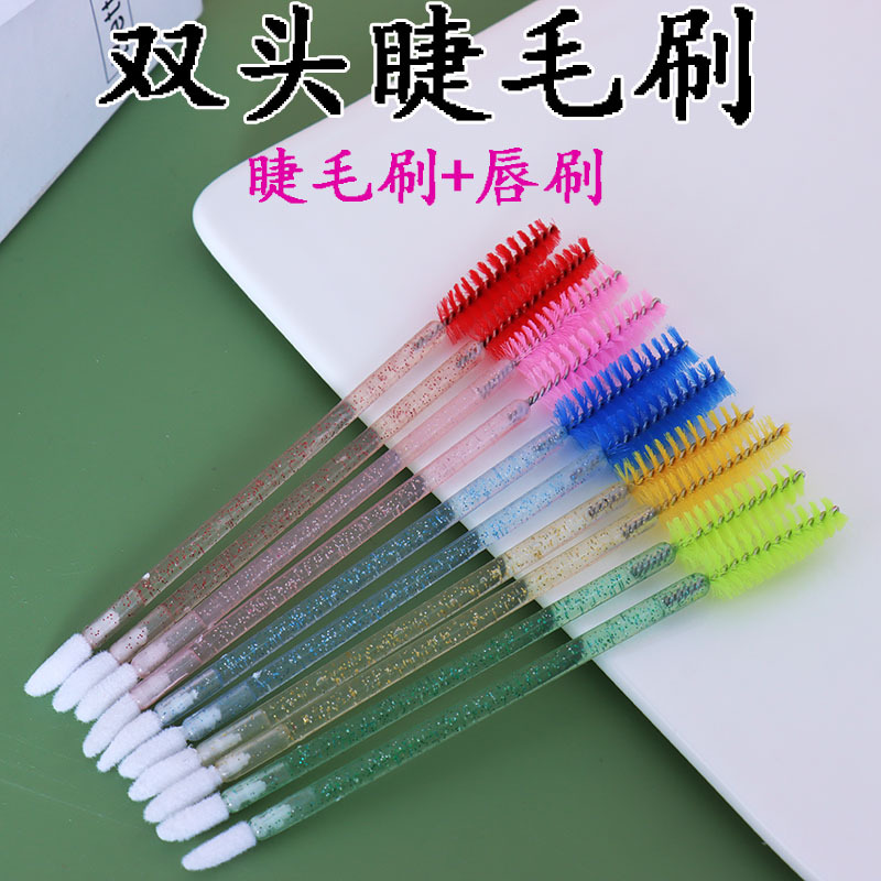 Nuevo doble uso de cepillo de pestañas de doble cabeza 50 juegos de cepillo de pestañas de doble cabeza herramientas portátiles de belleza de cepillo
