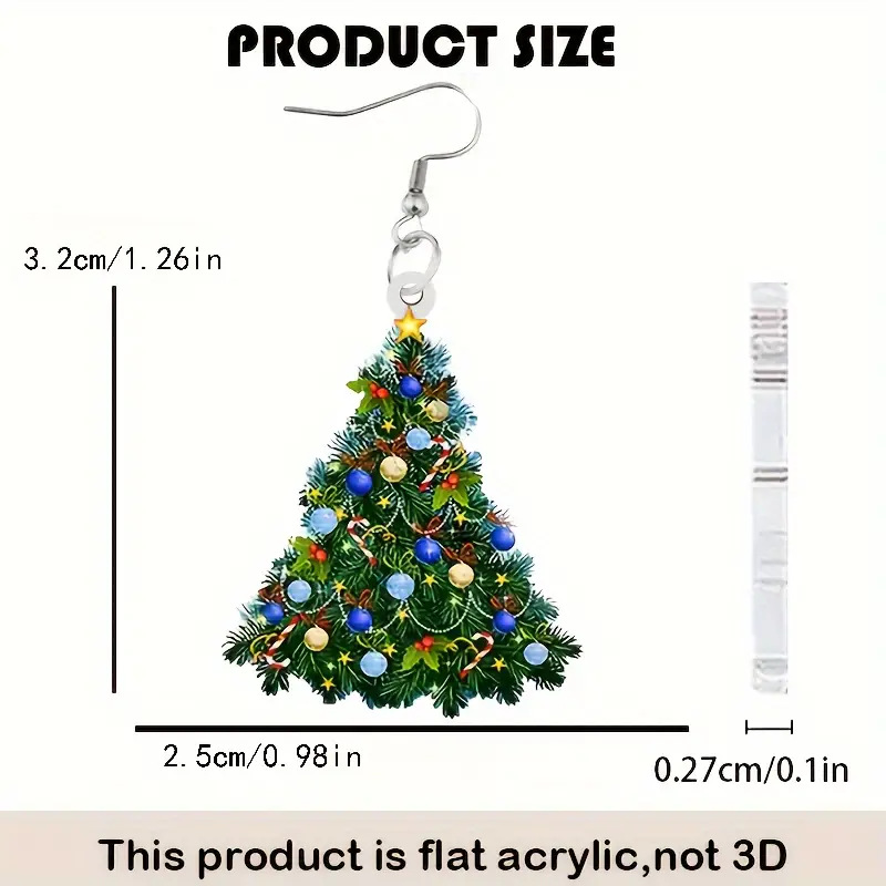 7g Weight 201 Stainless Steel Ear Needle Material 1 Pair Retro Christmas Tree Colorful Tree Arylic Unisex Drop Earrings Earrings