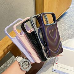适用iPhone17pro手机壳立体爱心光油苹果16pro折皱硅胶软壳保护套