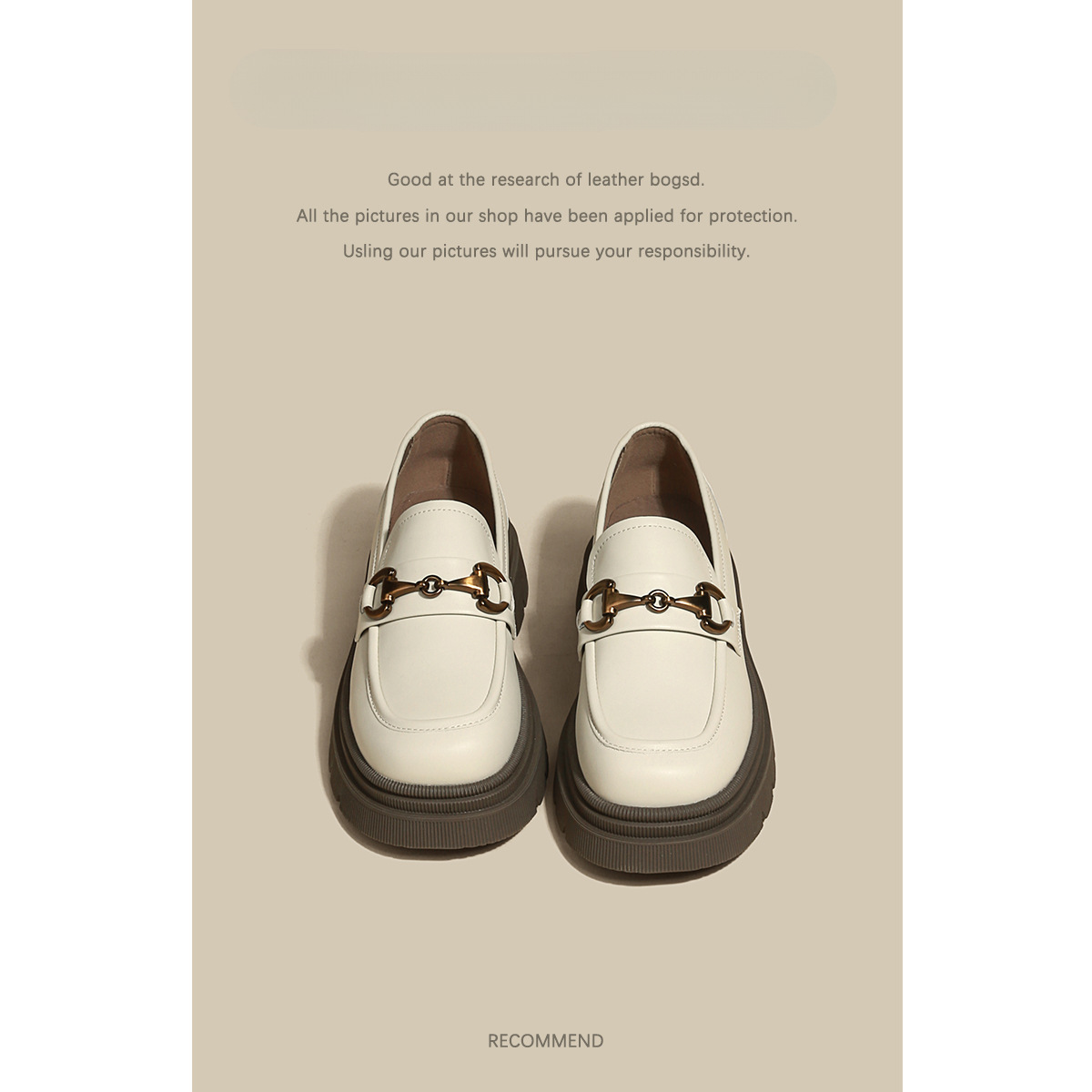 만 퀸 로퍼 여성의 새로운 가을과 겨울 화이트 싱글 레이어 신발 두꺼운 밑창 여성 신발 복고풍 영국 스타일 가죽 신발