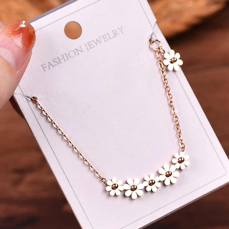 cable chain Chain Type 1 Piece Quantity Simple Style Flower Titanium Steel Plating Gold Plated Necklace