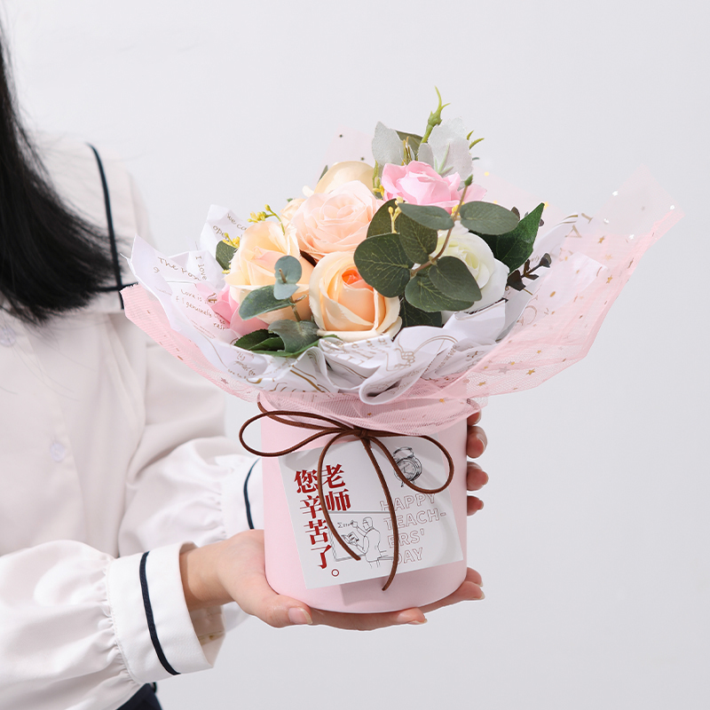礼盒抱抱桶鲜花插花盒花束礼物包装盒圆桶花艺diy材料花店用资材