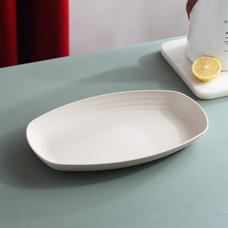 Plato de pescado 4 unids paja trigo hogar grande creativo europeo oval rectangular dumpling plato fruta